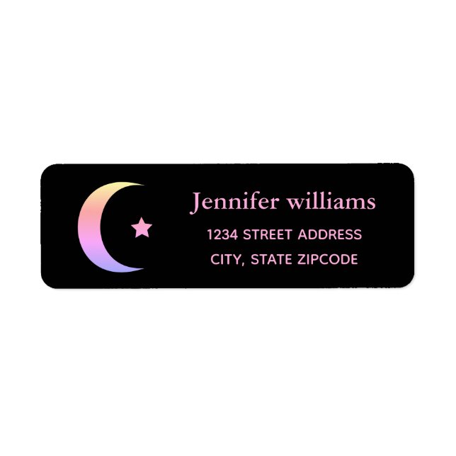 Rainbow Crescent Moon And Star Address Label (Front)
