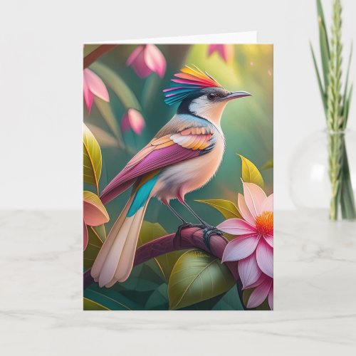 Rainbow crested Jay Fantasy Bird Card
