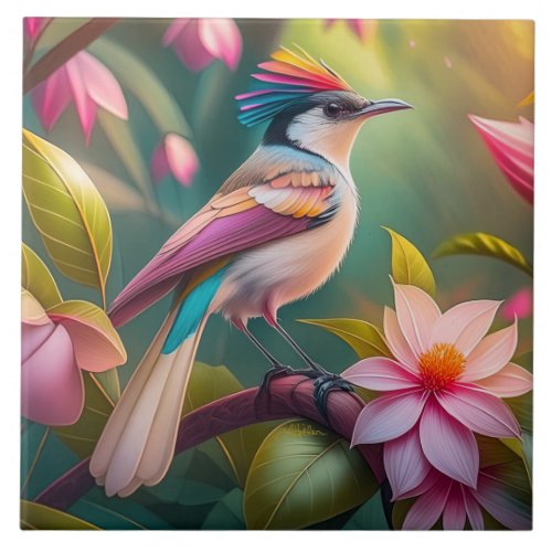 Rainbow crested Jay Fantasy Bird Ceramic Tile