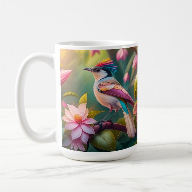 Rainbow crested Jay Fantasy Bird Coffee Mug (Left)