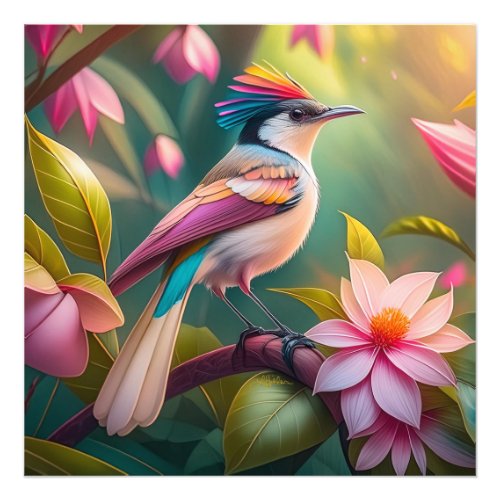 Rainbow crested Jay Fantasy Bird Photo Print
