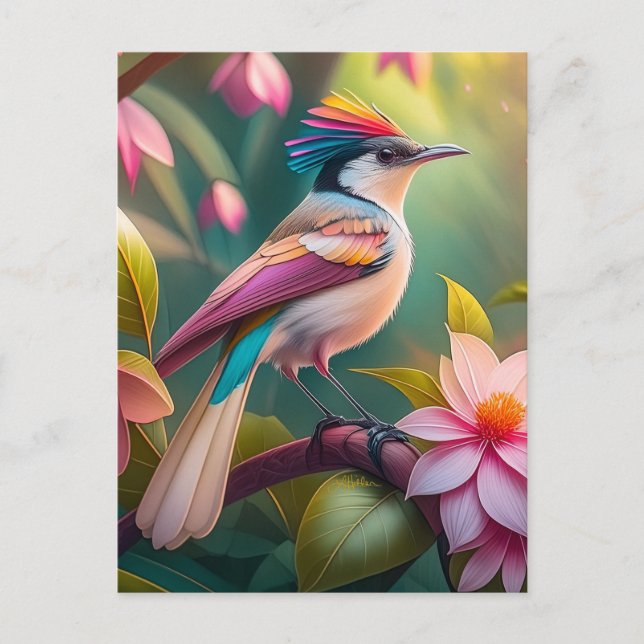 Rainbow crested Jay Fantasy Bird Postcard (Front)
