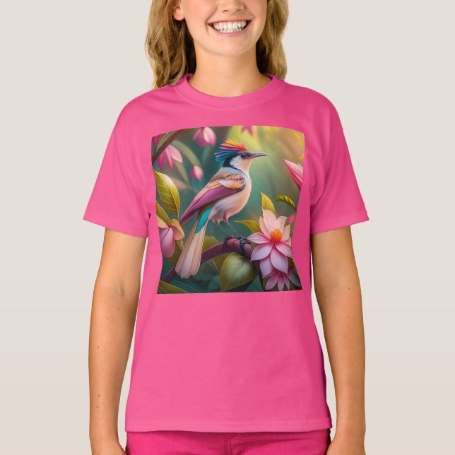 Rainbow crested Jay Fantasy Bird T-Shirt (Front)