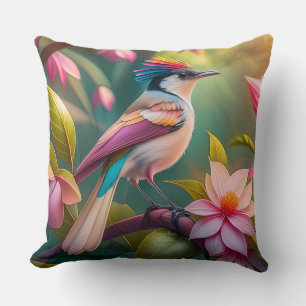 Rainbow crested Jay Fantasy Bird Throw Pillow
