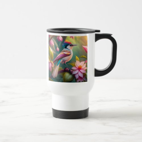 Rainbow crested Jay Fantasy Bird Travel Mug