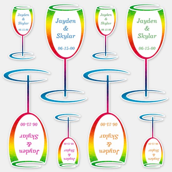 [Rainbow Crinkle Wedding] Champagne Glass Vinyl Sticker