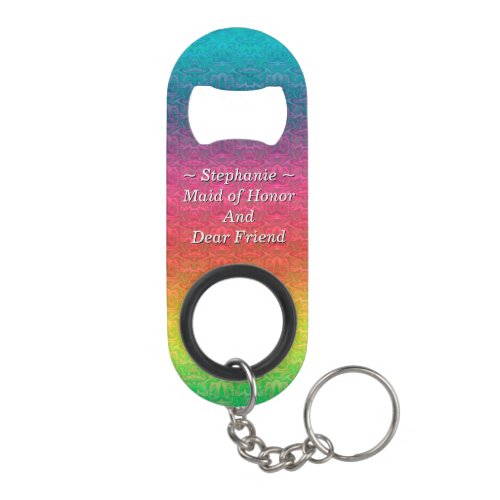 Rainbow Crinkle Wedding Colorful Keychain Bottle Opener