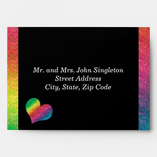 [Rainbow Crinkle Wedding] Heart Butterfly Black Envelope (Front)