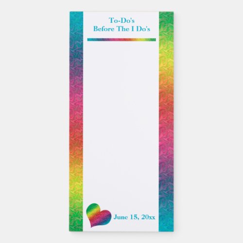 Rainbow Crinkle Wedding Heart Butterfly To_Do Magnetic Notepad
