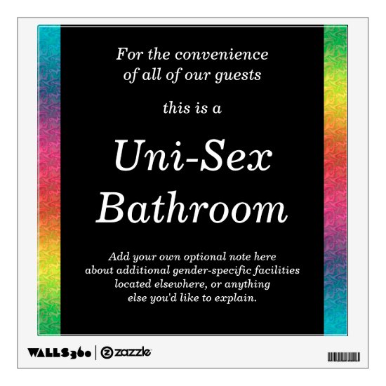 [Rainbow Crinkle Wedding] Uni-Sex Bathroom Sign Wall Decal