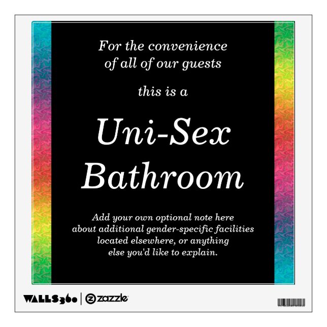 [Rainbow Crinkle Wedding] Uni-Sex Bathroom Sign Wall Decal (Front)