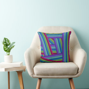 Rainbow Crisscross  Throw Pillow