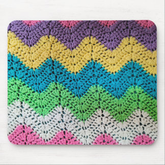 Rainbow Crochet Design Mouse Pad