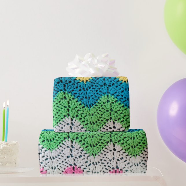 Rainbow Crochet Design  Wrapping Paper (Party Gifts)