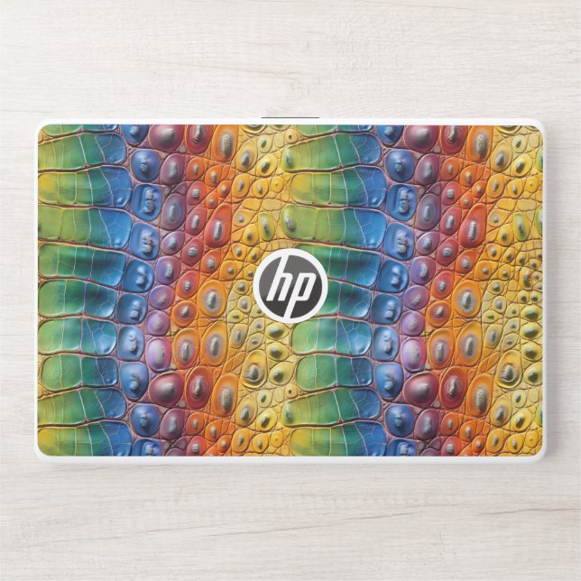 Rainbow Crocodile Leather HP Laptop Skin (Front)