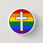 Rainbow Cross Button at Zazzle