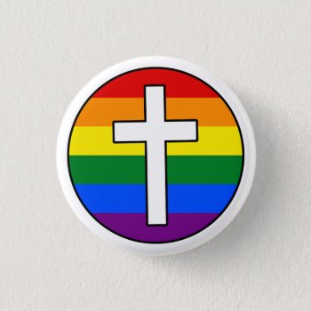 Rainbow Cross Button by OllysDoodads at Zazzle