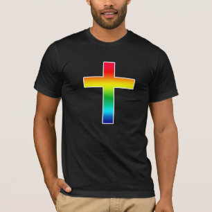 Rainbow Cross Christian T-shirts