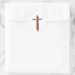 Rainbow Cross Classic Round Sticker | Zazzle