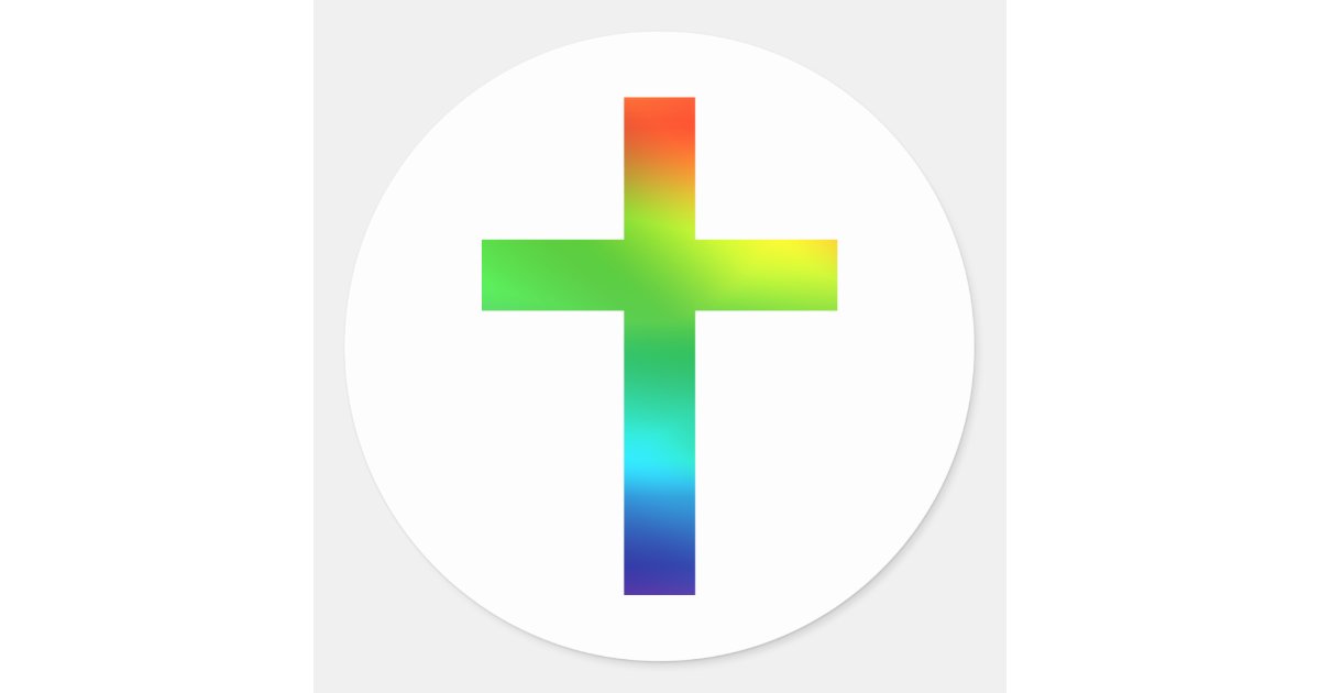 Rainbow Cross Classic Round Sticker | Zazzle