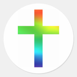 Rainbow Cross Classic Round Sticker
