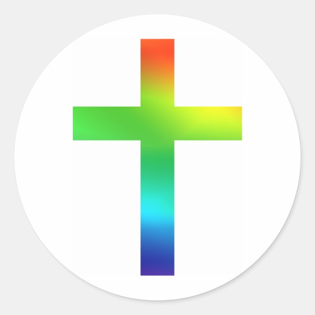 Rainbow Cross Classic Round Sticker (Front)