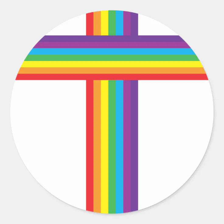 Rainbow CROSS Classic Round Sticker | Zazzle