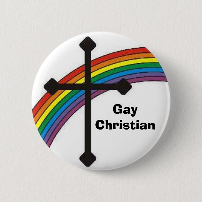 rainbow_cross, GayChristian Pinback Button (Front)
