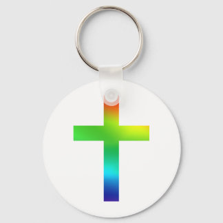 Rainbow Cross Keychain