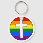 Rainbow Cross Keychain (button Style) at Zazzle
