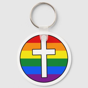 Rainbow Cross Keychain (button Style) by OllysDoodads at Zazzle