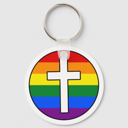 Rainbow Cross Keychain (button Style)