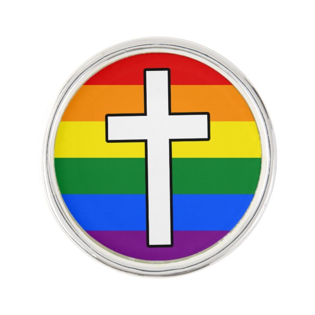 Rainbow Cross Lapel Pin (Front)