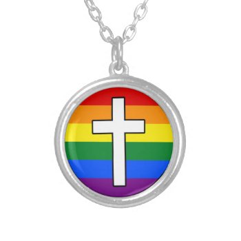Rainbow Cross Necklace by OllysDoodads at Zazzle