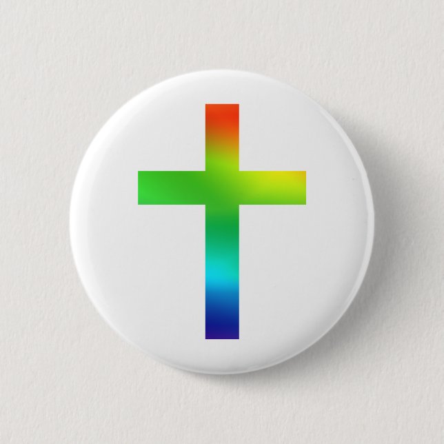 Rainbow Cross Pinback Button (Front)