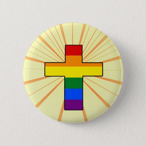 Rainbow Cross Round Button