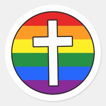 Rainbow Cross Sticker by OllysDoodads at Zazzle