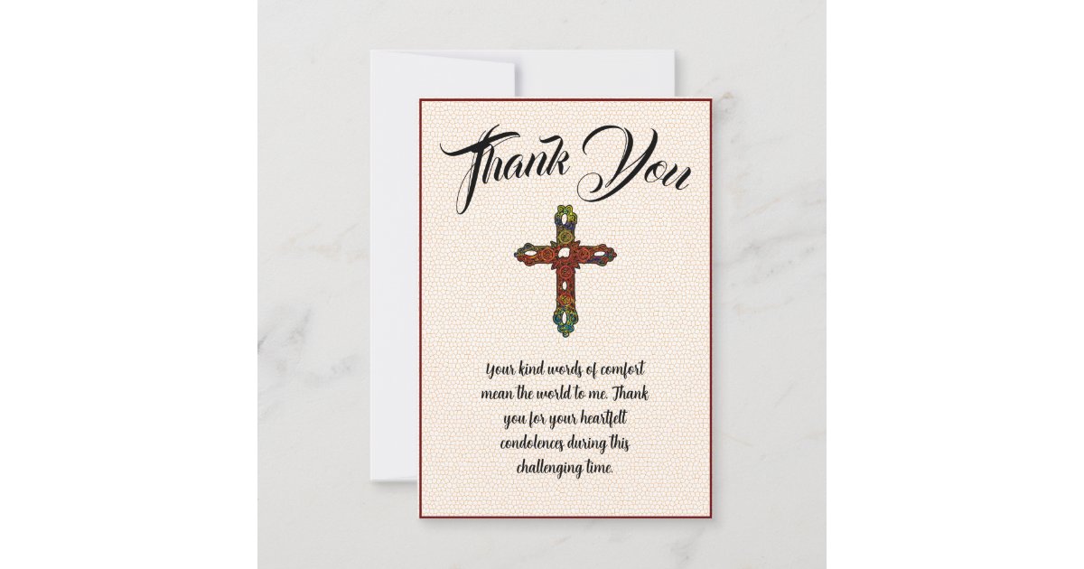 Rainbow Cross Thank You Message For Condolences Card | Zazzle
