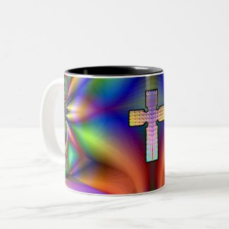 Rainbow Cross Two-Tone Coffee Mug