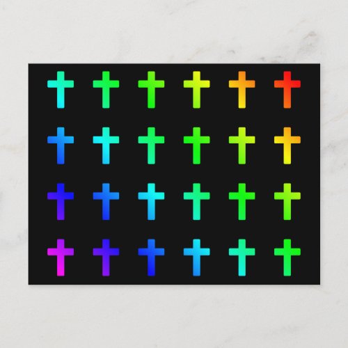Rainbow Crosses Colors Multicolor Christian Cross Postcard