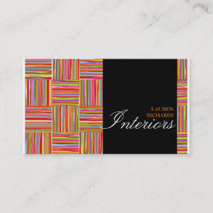 Rainbow crosshatch  + black interior design business card