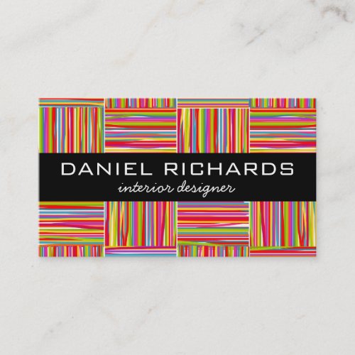 Rainbow crosshatch Interior Designer Business Card