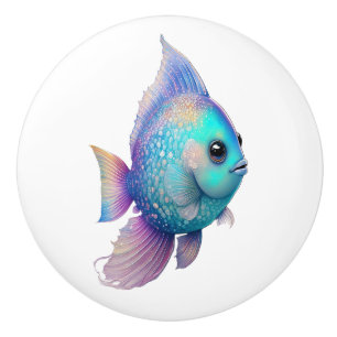 Rainbow Crystal Fish  Ceramic Knob
