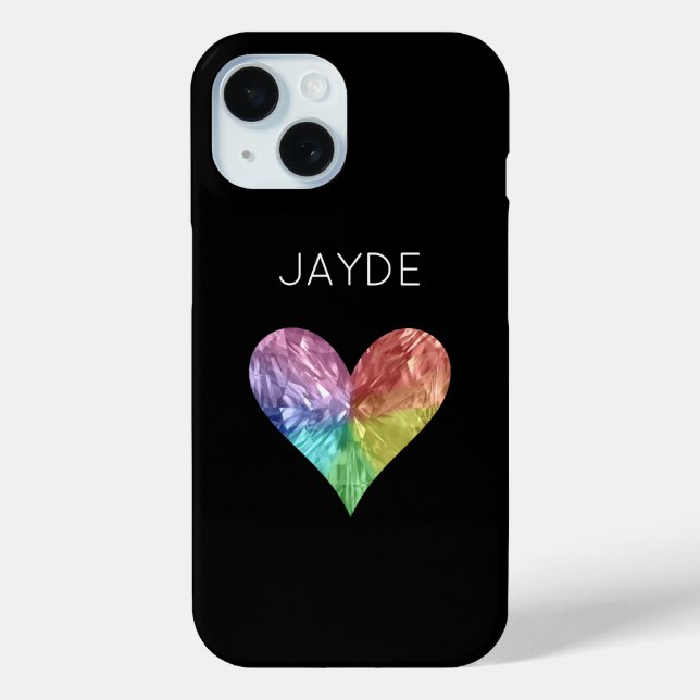 Rainbow Crystal Heart Mobile Phone Case (Back)