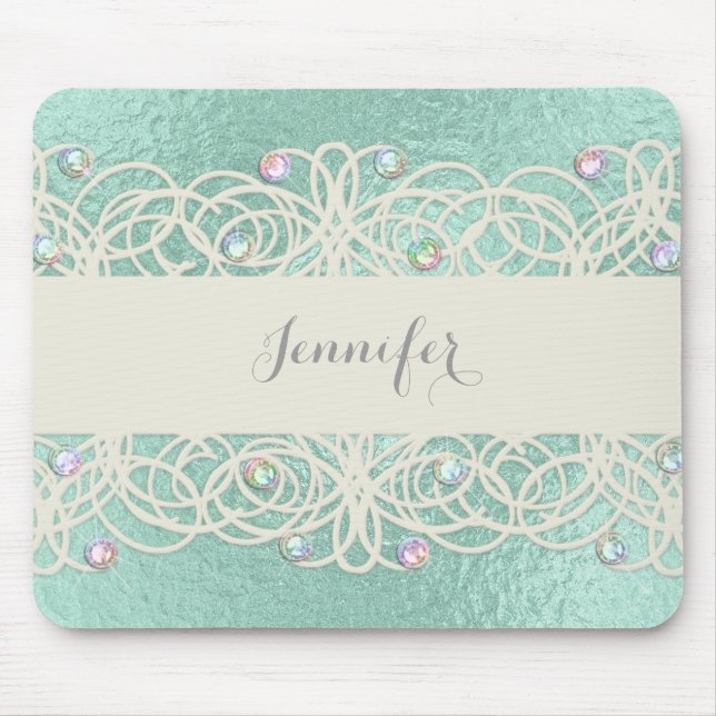 Rainbow Crystals on Mint Green Mouse Pad (Front)