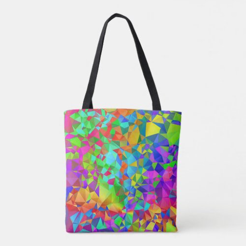 rainbow crystals polygons triangles pattern tote bag