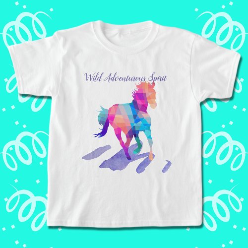 Rainbow Cubism Running Wild Horse T_Shirt