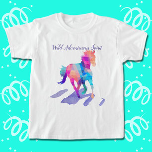 Rainbow Cubism Running Wild Horse Tri-Blend Shirt