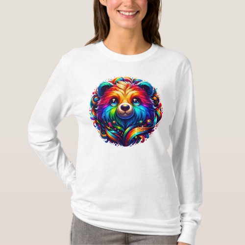 Rainbow Cuddles A Teddy Bear for the Colorful Soul T_Shirt