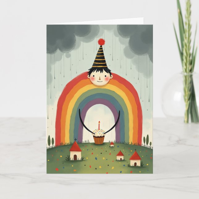 Rainbow Cupcake Birthday Card (Front)